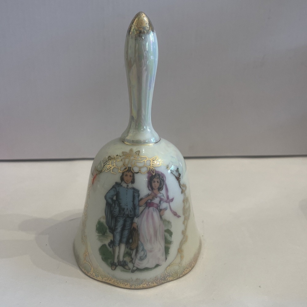 Stunning Vintage Norcrest Bell Victorian Couple Iridescent Porcelain Made Japan